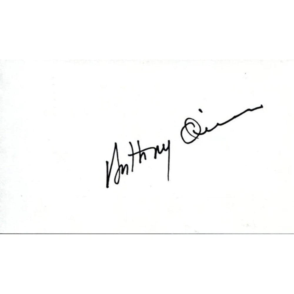 Anthony Quinn Autographed Card: Anthony Quinn Autographed Card Anthony Quinn's distinctive signature adorns this 3x5 card, a unique memento for film enthusiasts and collectors alike. The signed card bears the mark of a Hollywood