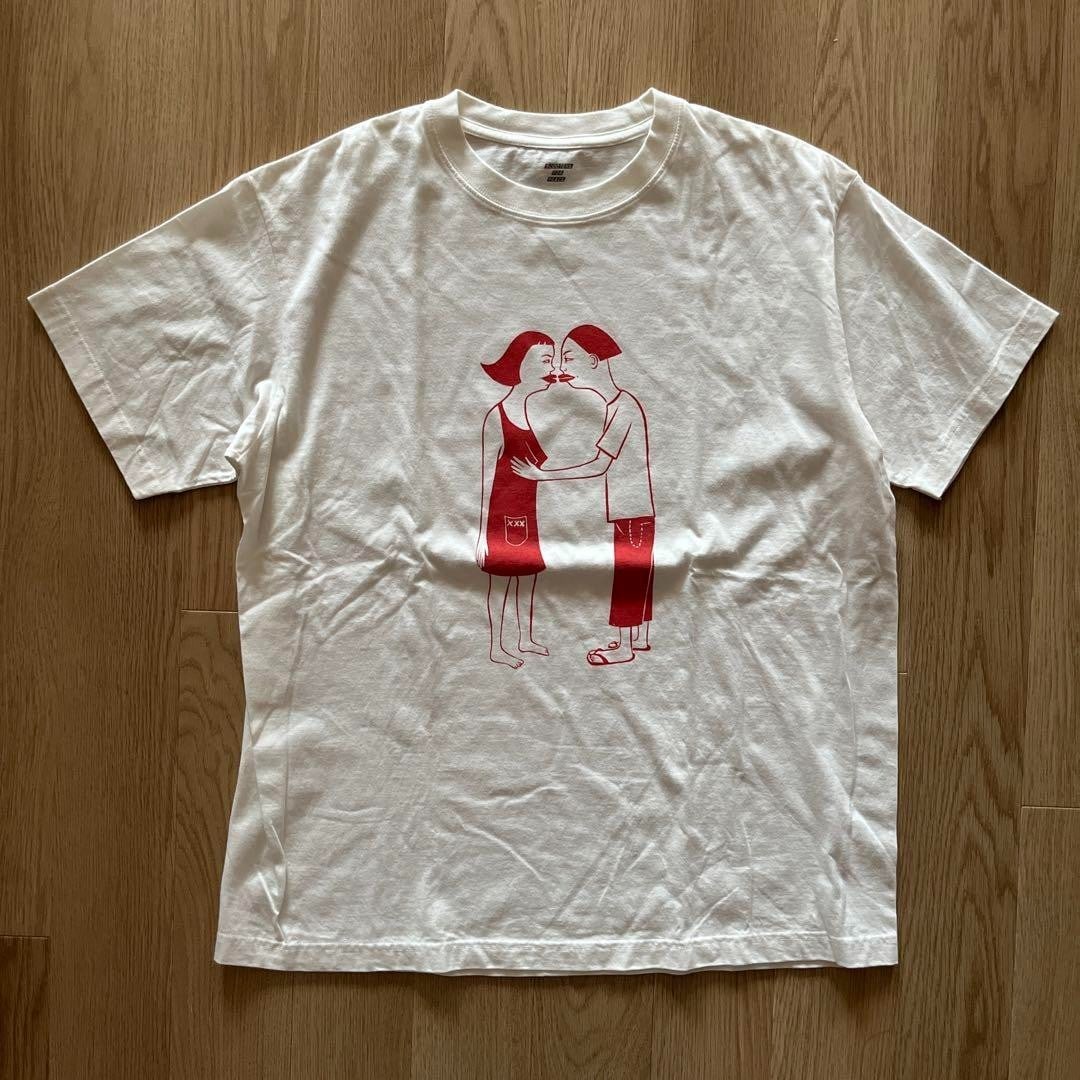 Margaret Kilgallen T-shirt size XL: Margaret Kilgallen T-shirt size XL Margaret Kilgallen's iconic design on this white XL T-shirt is a must-have for fans. Made from cotton, the regular fit and short sleeve length make it a comfortable