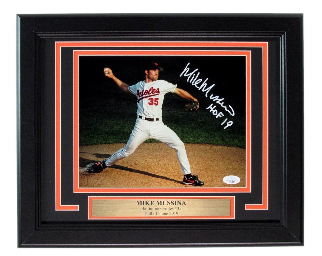 Mussina Mike HOF Autographed Orioles Photo Framed Inscribed 8x10 JSA 180101 (1 of 4)