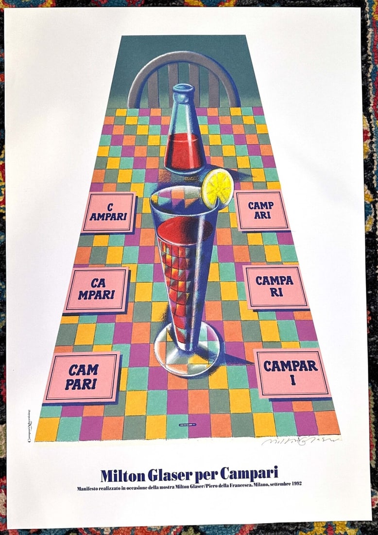 Milton Glaser For Campari 1992 Signed Limited Edition Print #2 Artistic Paper: Milton Glaser For Campari 1992 Signed Limited Edition Print #2 Artistic Paper Milton Glaser's 1992 limited edition print #2, Campari by Glaser, features the iconic artist's signature style on artistic