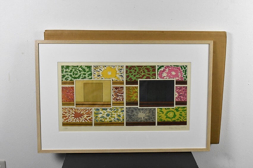 Peter Halley - Room with explosion1993 Original Relief Print Signed ED50: Peter Halley - Room with explosion1993 Original Relief Print Signed ED50 Signed by artist Peter Halley, Room with explosion (1993) is an original relief print featuring a bold and striking design. Thi