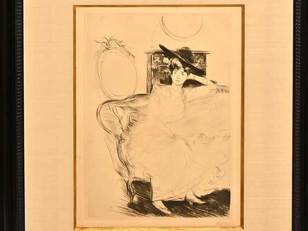Paul Cesar Helleu Etching Lady Portrait Signed French Belle poque Framed: Paul Cesar Helleu Etching Lady Portrait Signed French Belle poque Framed Paul Cesar's etching of a lady portrait bears the artist's signature, a notable feature of this piece. The work is framed and c