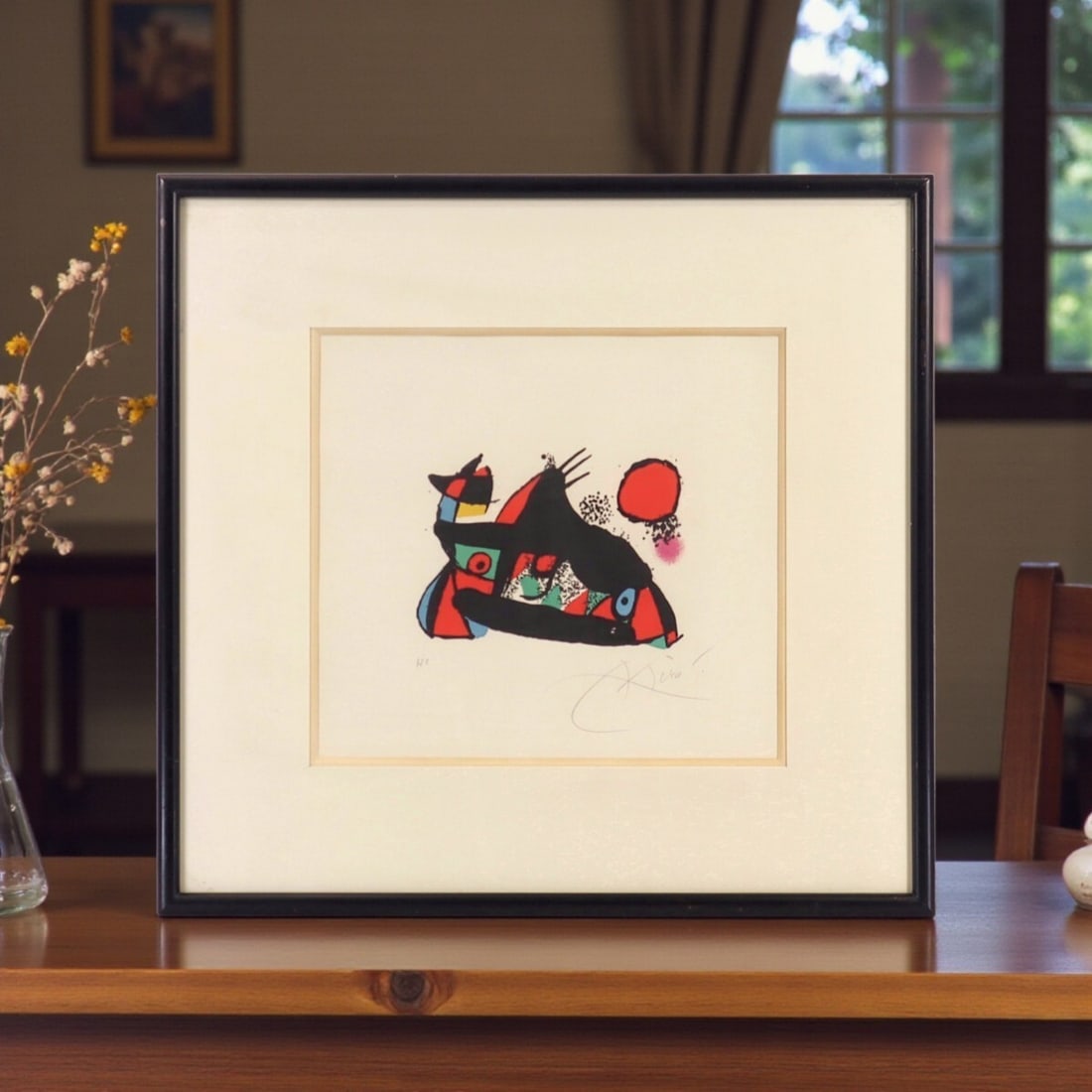 Miro Little Stringbean Joan Signed HC 1978 Lithograph: Miro Little Stringbean Joan Signed HC 1978 Lithograph Medium-sized lithograph by Joan Miro, created in 1978, bears the artist's signature. This surrealist piece is printed on paper and features a port