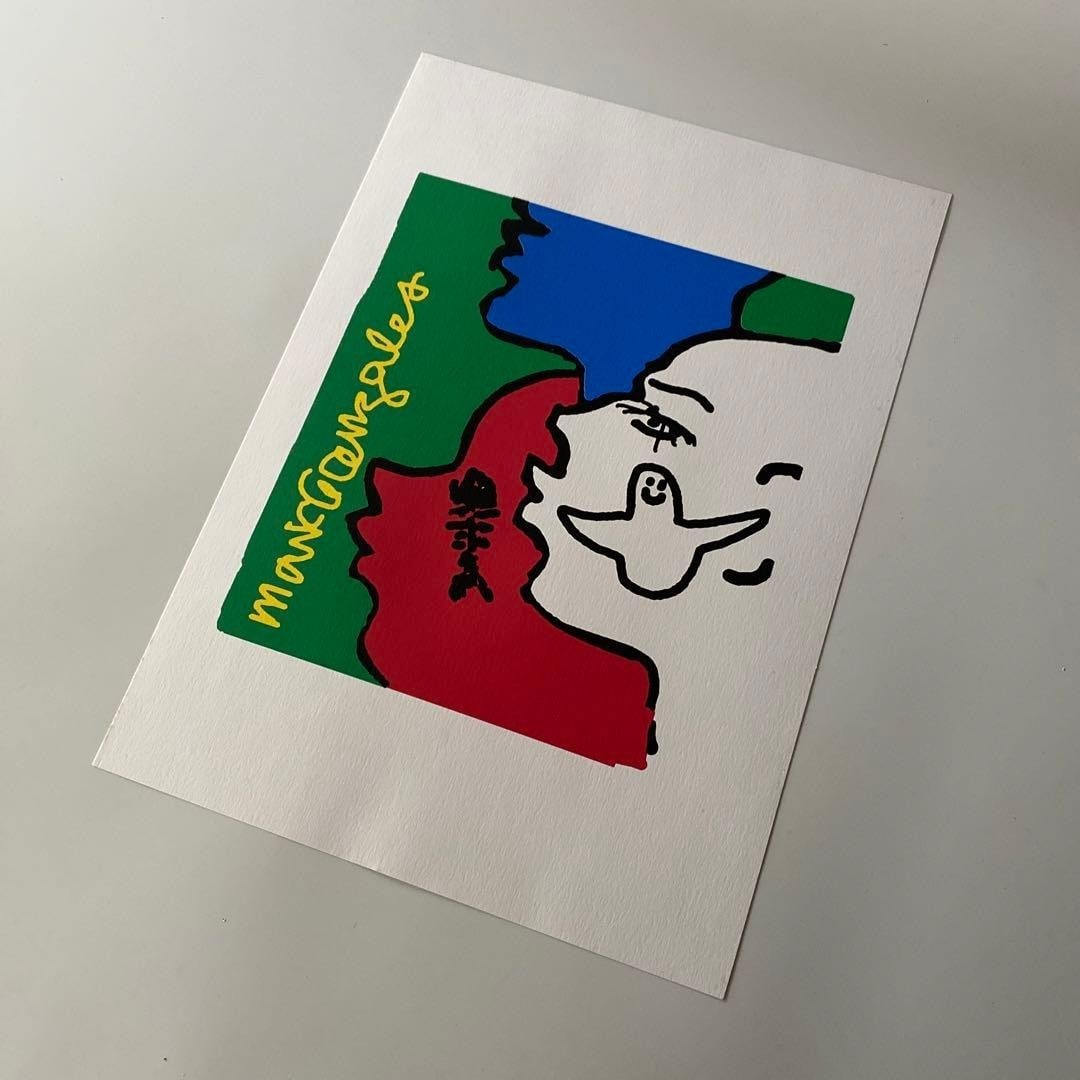 Hand Signed Silkscreen Edition For Japan Limited Rare: Hand Signed Silkscreen Edition For Japan Limited Rare Single Piece Hand Signed Silkscreen Edition For Japan Limited Rare, featuring Mark Gonzales' vibrant street art style in Pop Art format. This medi