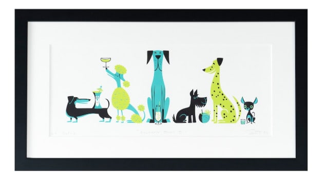 Shag AP Autographed Cocktail Dogs Silkscreen Framed 20/ 25 (1 of 2)