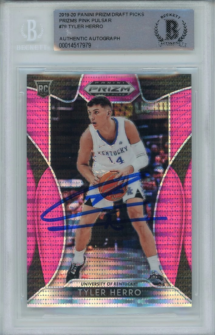 Tyler Herro Autographed 2019-20 Panini Prizm Draft Picks Pink Pulsar Prizm Rooki (1 of 2)