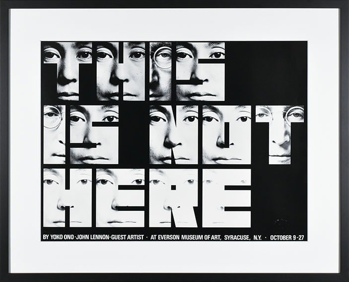 John Lennon & Yoko Ono "This Is Not Here" 1971 Original Offset Poster Framed: John Lennon & Yoko Ono "This Is Not Here" 1971 Original Offset Poster Framed Large, framed original offset poster from John Lennon & Yoko Ono's 1971 artwork "This Is Not Here". Printed using