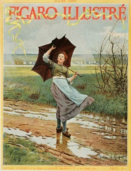 Vintage Poster By Knight Poissy For Figaro Illustre Umbrella 1898: Vintage Poster By Knight Poissy For Figaro Illustre Umbrella 1898 Small Vintage Poster by Knight Poissy for Figaro Illustre Umbrella, created in Art Nouveau style. Brought to you from 1898, this charm