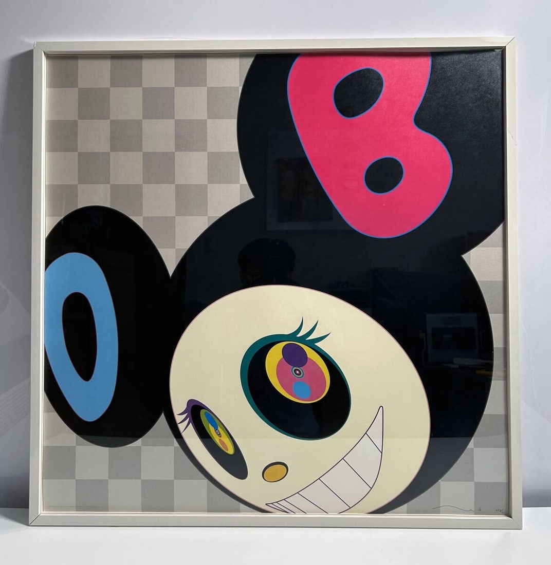 Takashi Murakami "AND THEN Black" ed300 signed poster framed: Takashi Murakami "AND THEN Black" ed300 signed poster framed Signed by Takashi Murakami, this medium-sized poster from 2006 features the iconic artwork "AND THEN Black" in high-quality paper. The piec