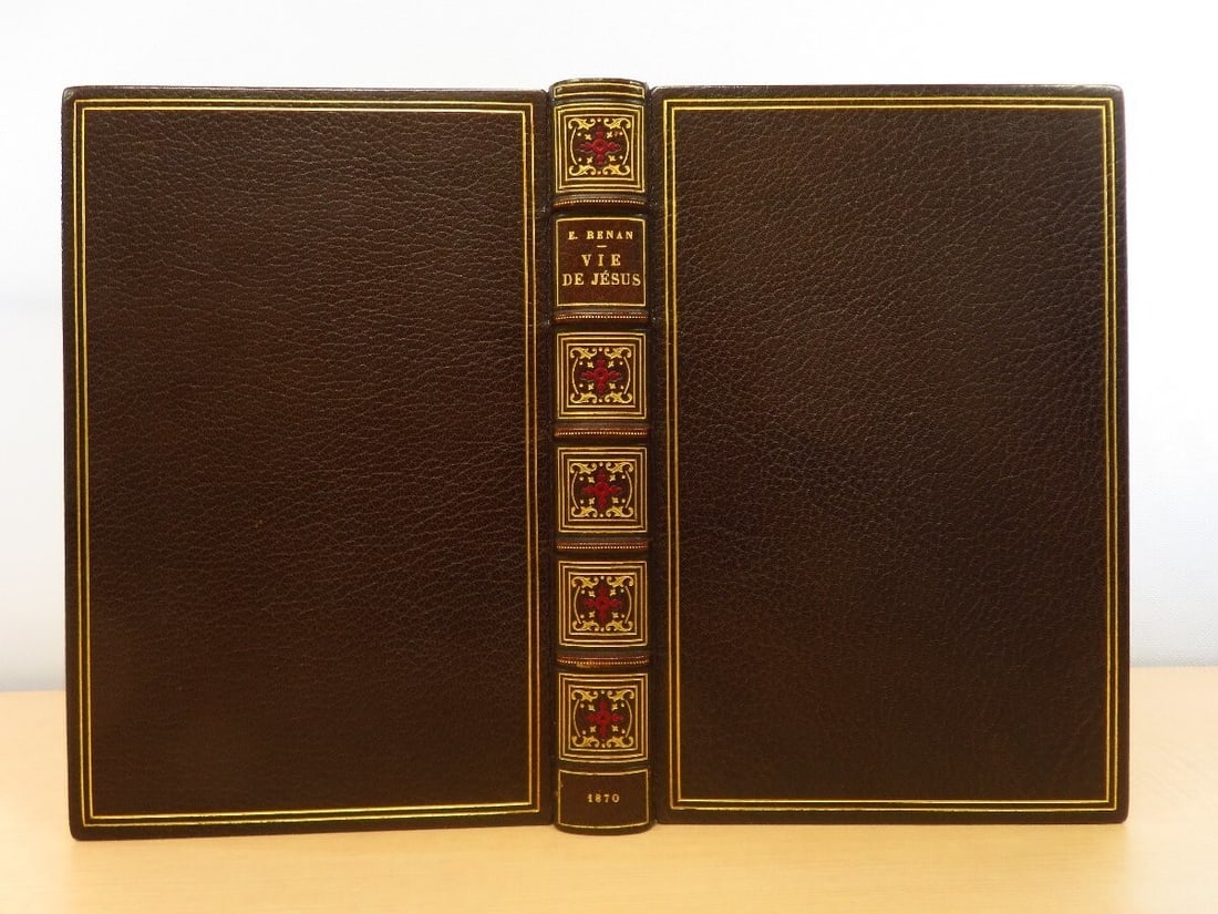 Vie de Jsus by Ernest Renan (First Edition, 1870, Michel Lvy Frres, Paris): Vie de Jsus by Ernest Renan (First Edition, 1870, Michel Lvy Frres, Paris) Leather-bound, Vie de Jsus by Ernest Renan, first published in 1870 by Michel Levy Freres in Paris. This original edition bea