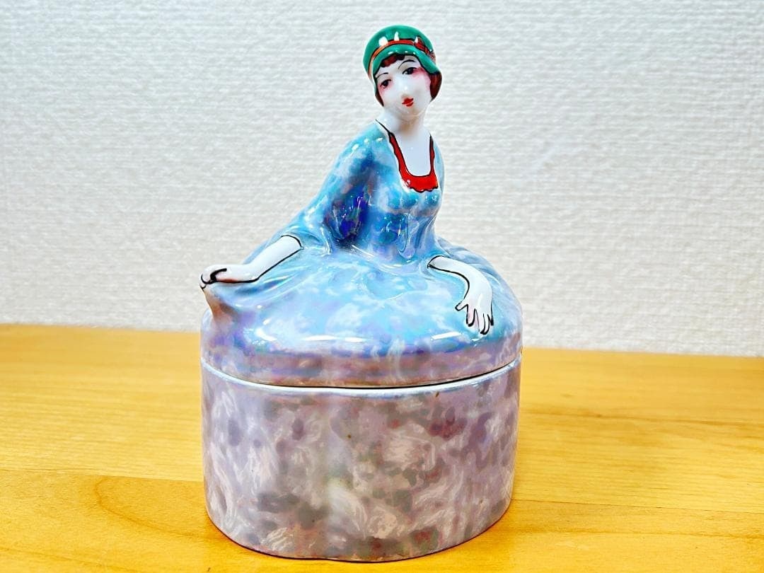 Old Noritake Deco Lady Powder Box Trinket Case Art Deco Antique Rare (1 of 11)