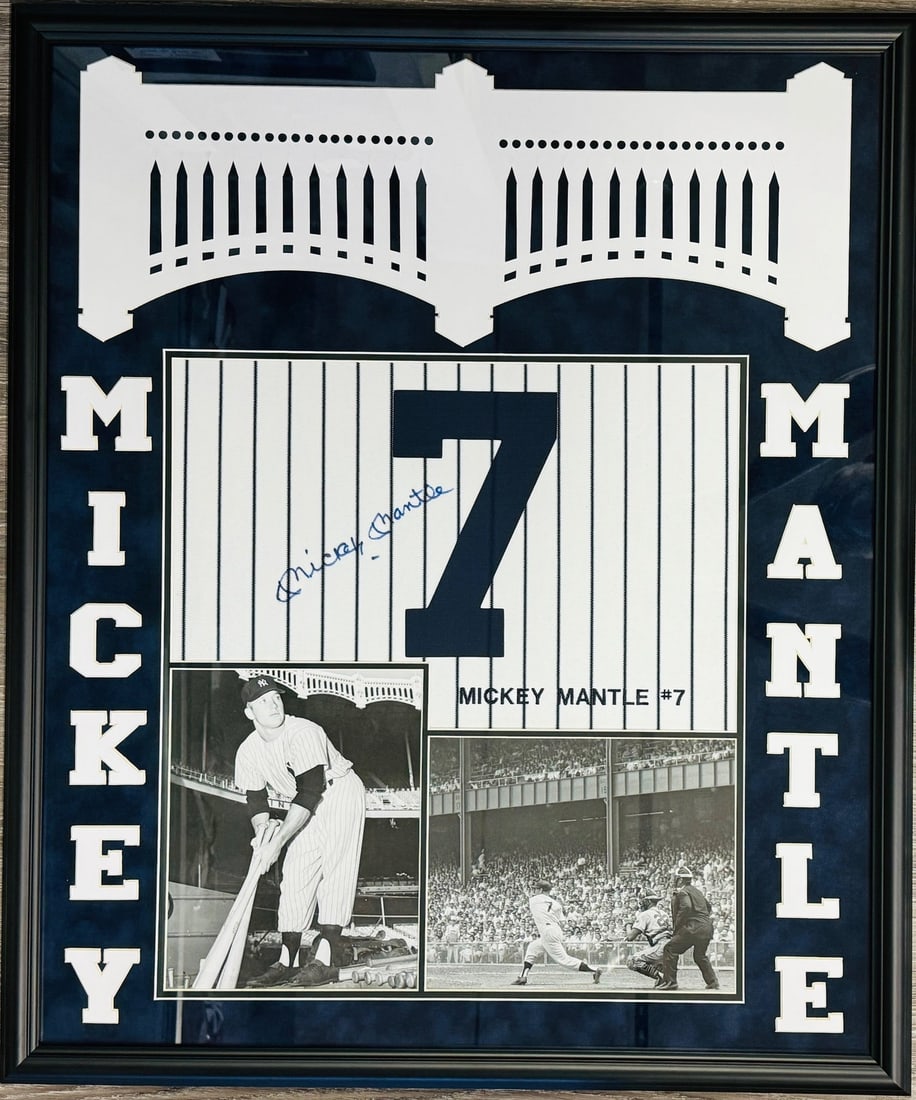 Mickey Mantle Autographed Yankees Jersey N Y Swatch Framed Beckett JSA (1 of 4)