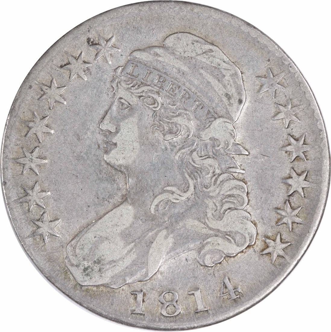 Uncertified EF Silver Half Dollar 1814 Bust: Uncertified EF Silver Half Dollar 1814 Bust The 1814 EF Silver Half Dollar features a distinctive bust design by renowned artist John Reich, showcasing his skill in capturing the likeness of George Wa