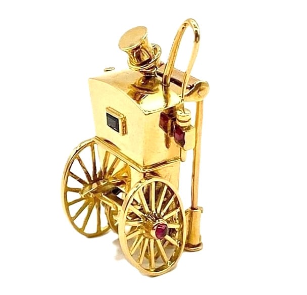 Mellerio Meller dits Ruby Sapphire Motif Carriage Vintage 17k Gold Brooch (1 of 9)