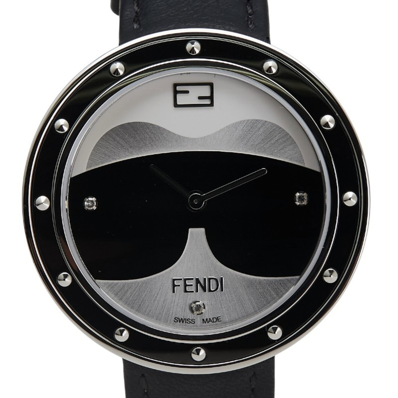 Fendi Wristwatch: Fendi Wristwatch Stainless steel case and silver dial make for a sleek, sophisticated timepiece. The Fendi wristwatch features a leather band in black, adding a touch of elegance to its overall