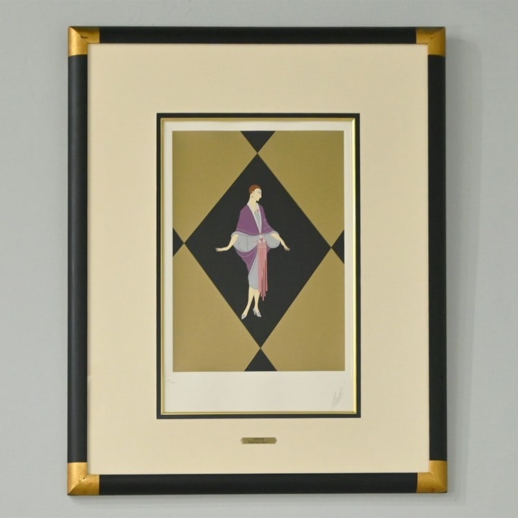 Erte Manhattan Mary ? Ser Silkscreen Signed ED 87/ 300 Framed Authentic Art Deco (1 of 6)
