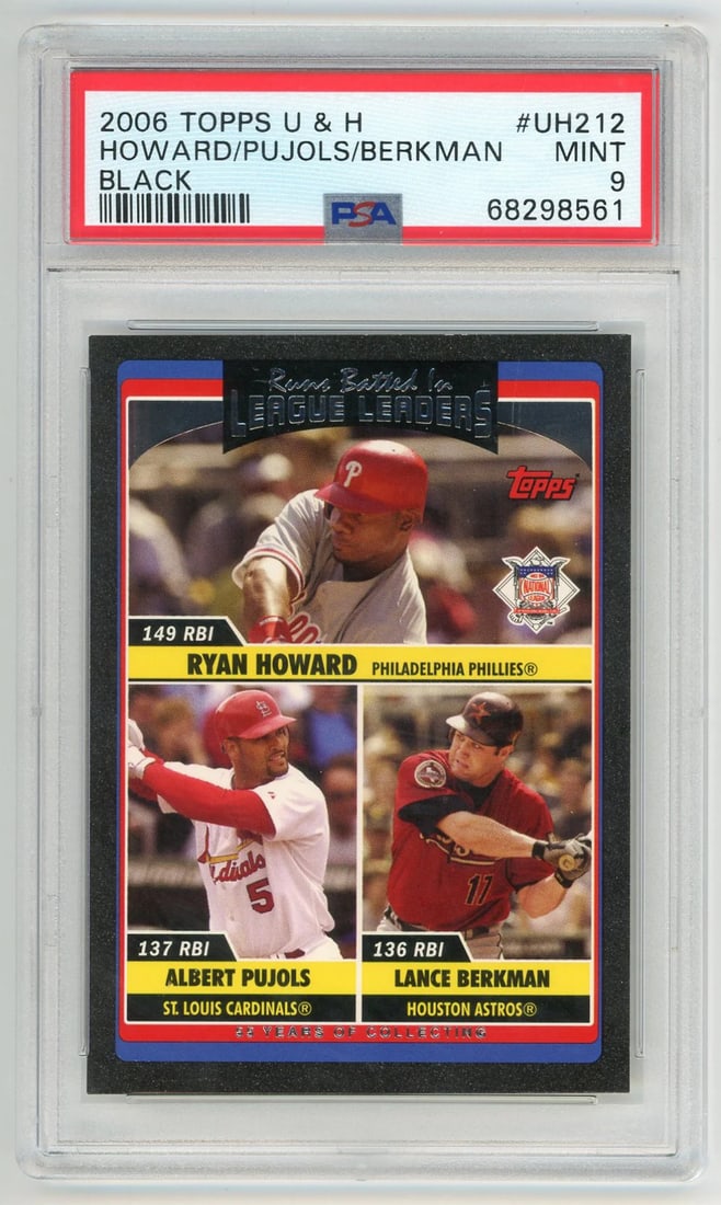 Howard/ Pujols/ Berkman 2006 Topps U & H Black #UH212 PSA MT 9 (1 of 2)