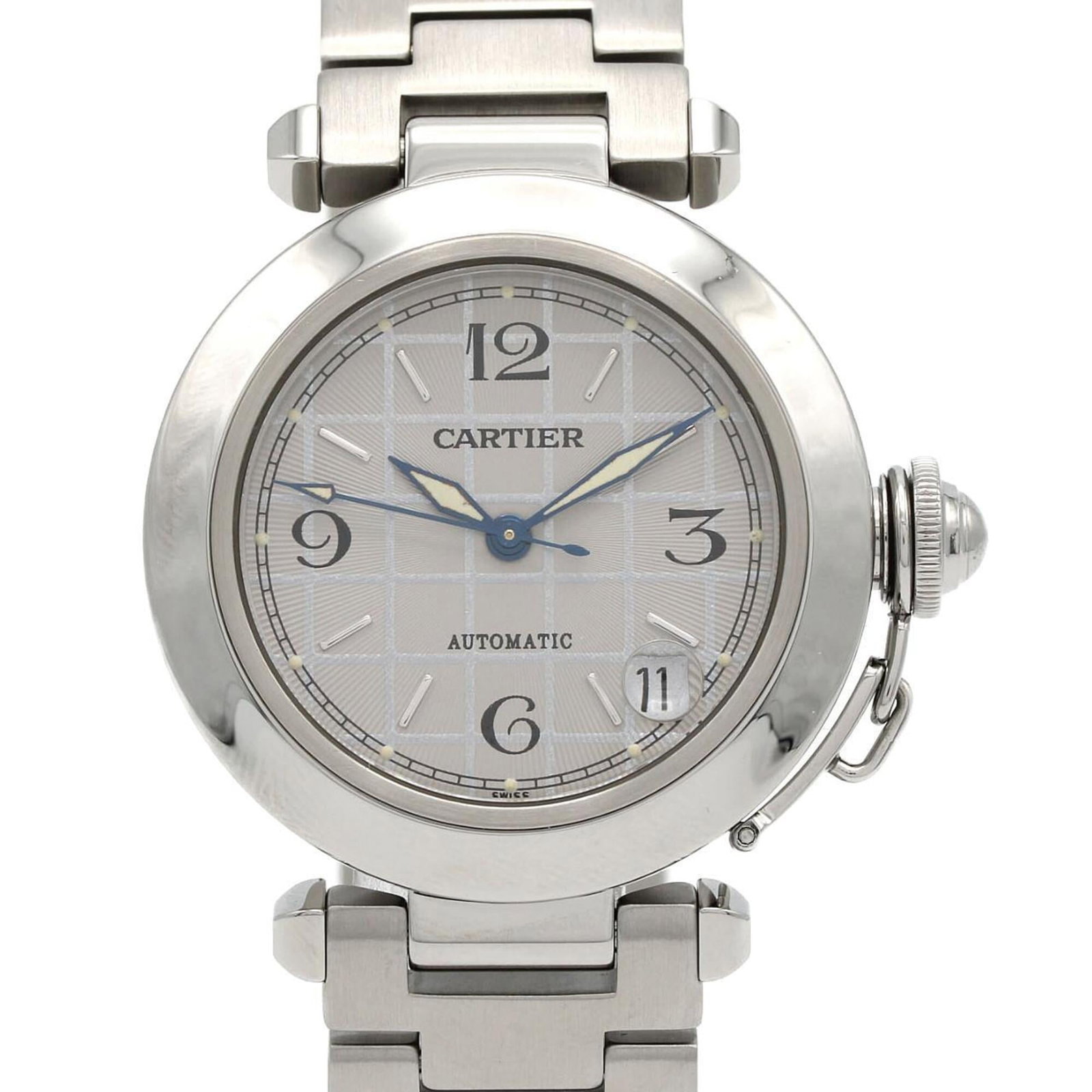 Wristwatch of Cartier: Wristwatch of Cartier Stainless steel case and band, the Cartier wristwatch boasts a sleek gray dial. With a diameter of 35mm, it fits comfortably on wrists up to 18.5cm in size. A few traces of usage