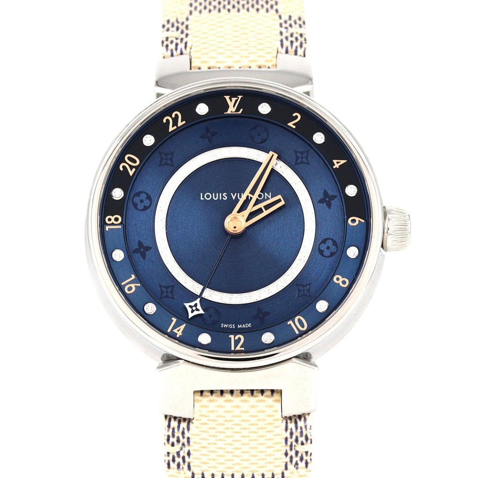Wristwatch from Louis Vuitton: Wristwatch from Louis Vuitton Stainless steel case with blue dial, this Louis Vuitton wristwatch boasts a classic design. Measuring 35mm in diameter, it's a stylish accessory for everyday wear. With s