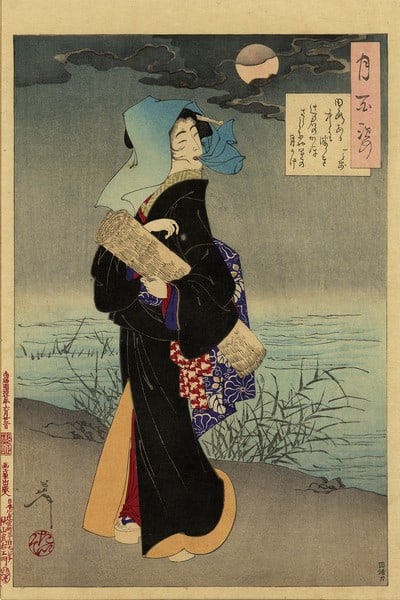 Yoshitoshi Tsukioka 100 Aspects of the Moon Woodblock Print Streetwalker 1887 (1 of 2)