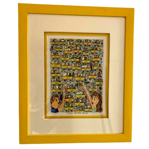 james rizzi/ TAXI IN THE RAIN 1993-3D silkscreen Yellow (1 of 6)