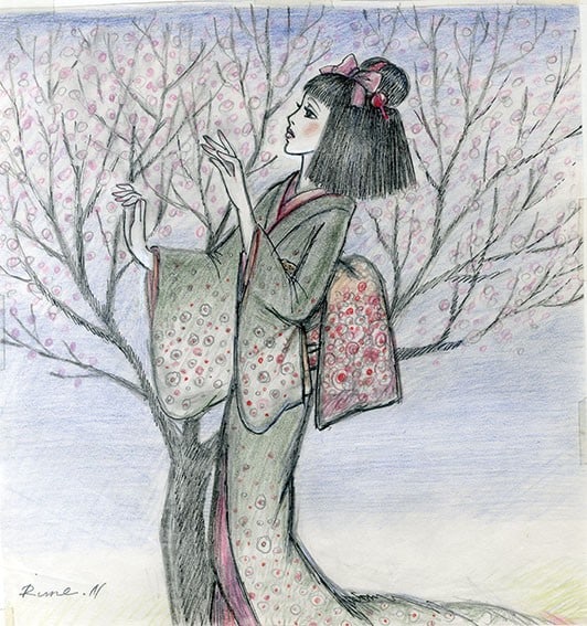 Rune Naito Original Drawing Woman with Cherry Blossoms Signed Pencil Art: Rune Naito Original Drawing Woman with Cherry Blossoms Signed Pencil Art Item Specifics: Artist: Rune Naito Subject: Woman Cherry Blossoms Material: Pencil and colored pencil on paper Style: Japanese 