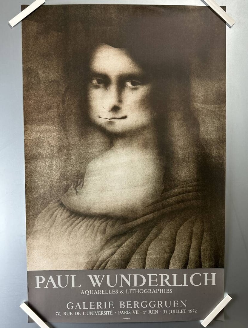 Paul Wunderlich Tears Poster, GALERIE BERGGRUEN 1970s, Used Condition: Paul Wunderlich Tears Poster, GALERIE BERGGRUEN 1970s, Used Condition Paul Wunderlich Tears Poster, GALERIE BERGGRUEN 1970s. This original poster from the 1986 exhibition features a striking design by