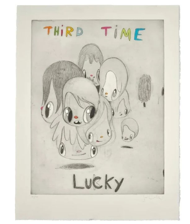 Third time lucky print edition signed by javier calleja 2021: Third time lucky print edition signed by javier calleja 2021 Signed by Javier Calleja, this print edition bears the artist's signature in a striking portrait format. Produced in 2021, it showcases Con