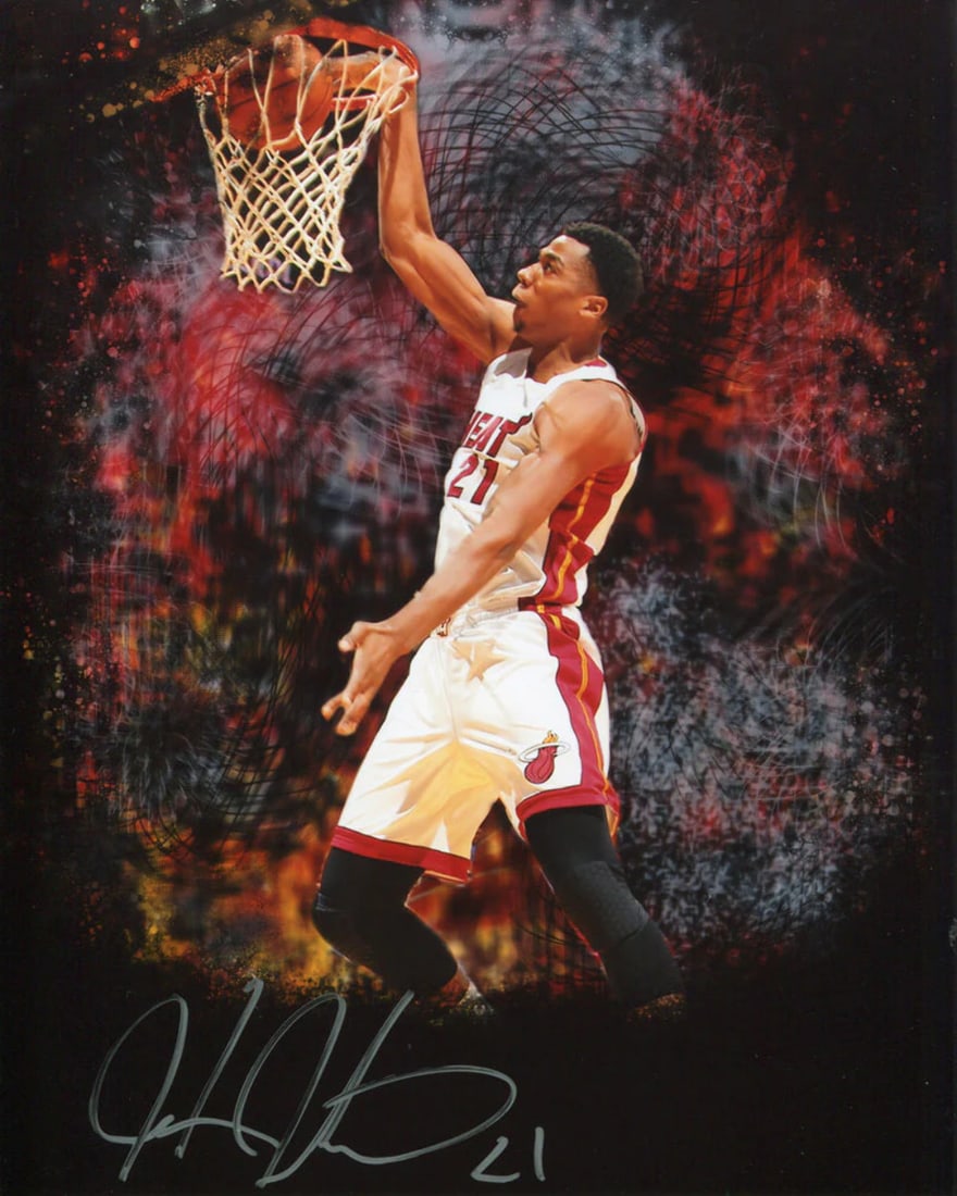 Heat Miami 8x10 Photo Autographed By Hassan: Heat Miami 8x10 Photo Autographed By Hassan Hassan Whiteside's dynamic pose on the Miami Heat court comes to life in this 8x10 photo, signed in silver sharpie across the front. The NBA player's exclus