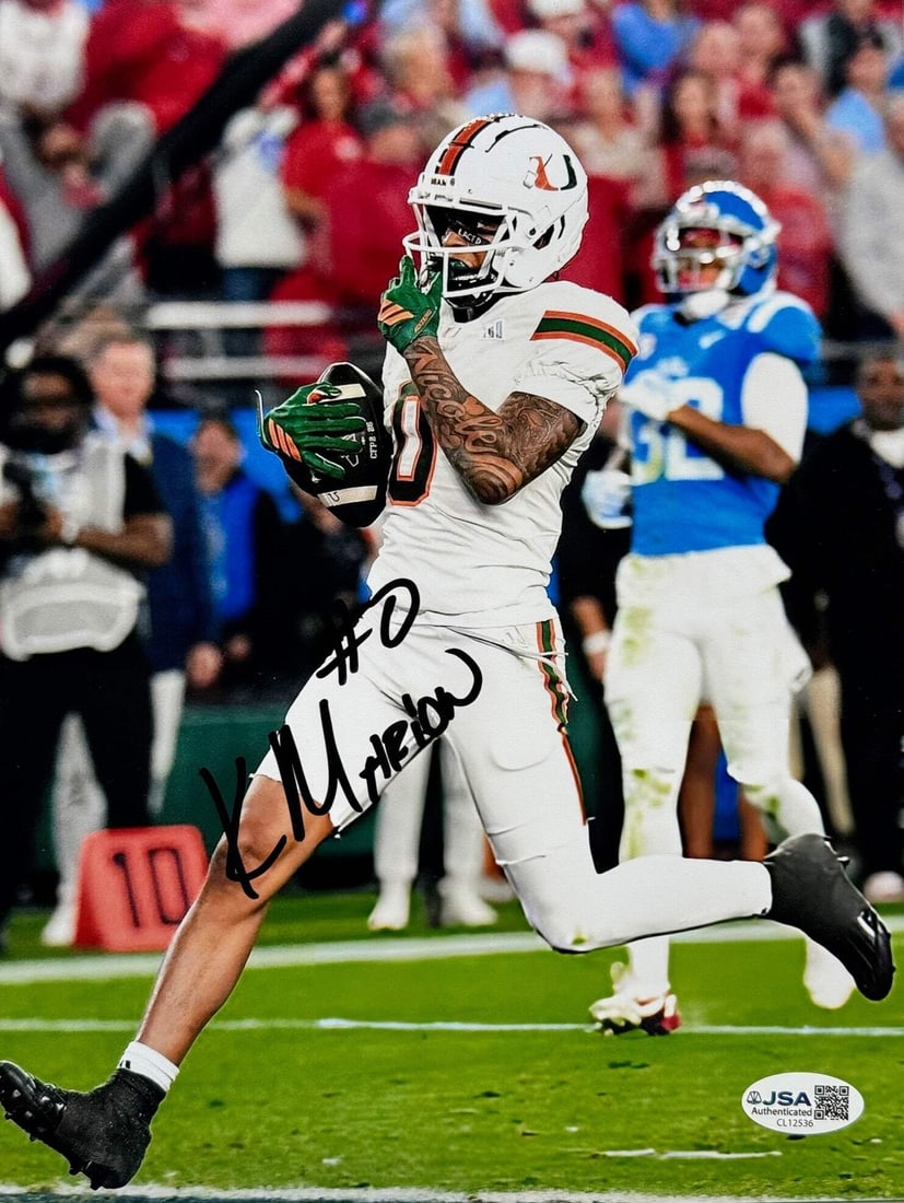 Marion Keelan Hurricanes Miami Autographed 8x10 Photo JSA: Marion Keelan Hurricanes Miami Autographed 8x10 Photo JSA Signed in black sharpie by Marion Keelan, the Miami Hurricanes' talented athlete, this 8x10 photo showcases his likeness and achievement. The 
