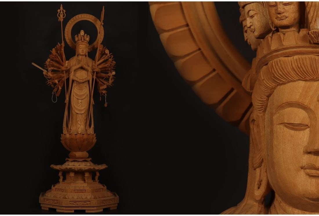 Buddhist Art wooden carving sculpture asian antiques statue object repaired (1 of 10)