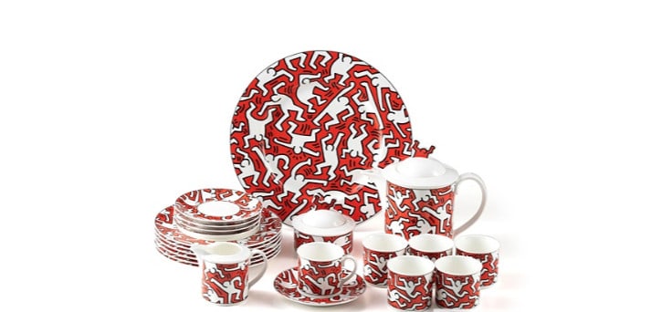 Keith Haring 15-piece dinnerware set, 1991, with certificate of authenticity (1 of 2)
