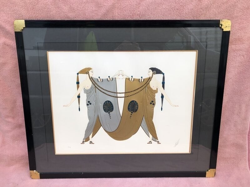 Sisters Silkscreen Erte Hand Signed Framed Limited Edition Art Deco (1 of 9)
