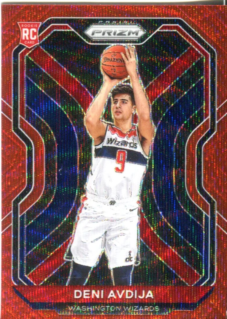 Deni Avdija 2020 Panini Prizm Red Wave Rookie Card #290: Deni Avdija 2020 Panini Prizm Red Wave Rookie Card #290 Deni Avdija's rookie card #290 from the 2020 Panini Prizm Red Wave set showcases his impressive basketball skills. This card features a vibrant 