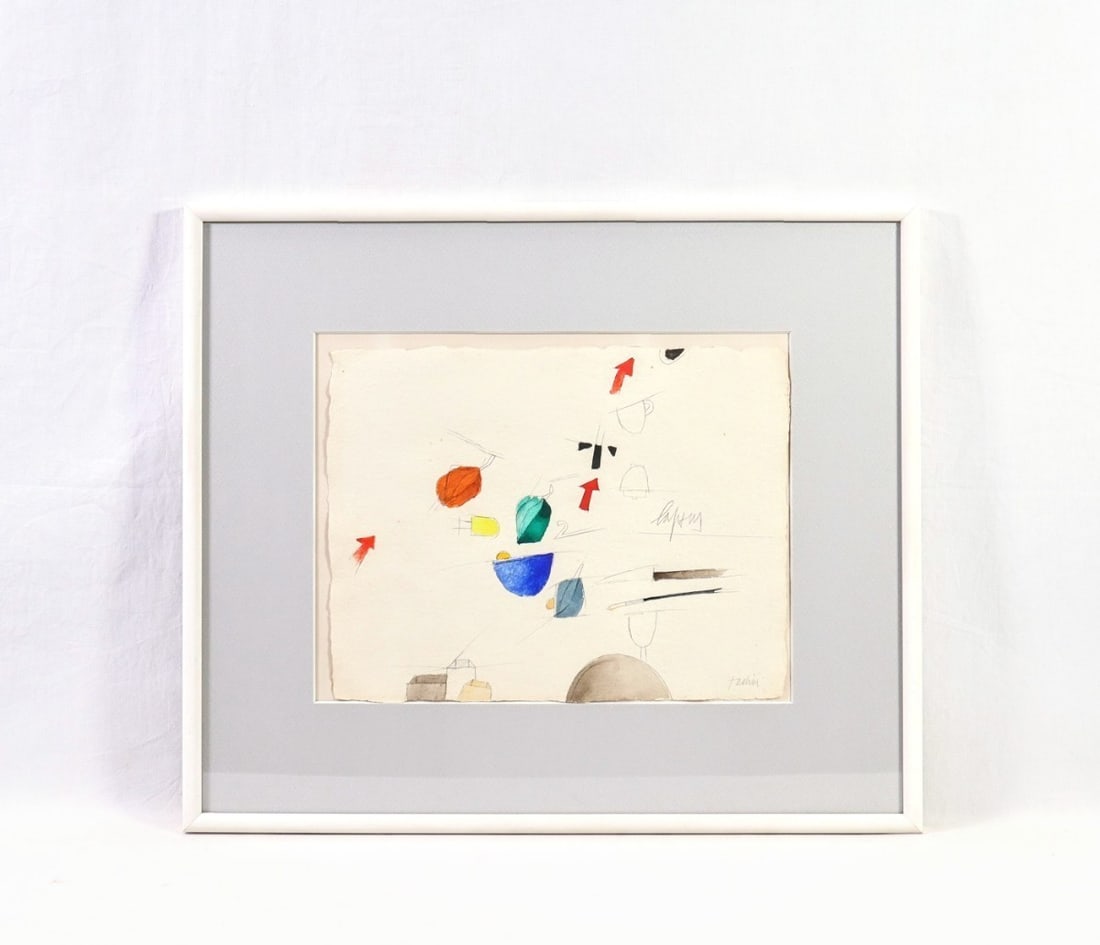 Emilio Tadini, circa 1989, watercolor pencil drawing "UNTITLED, " signed. (1 of 10)