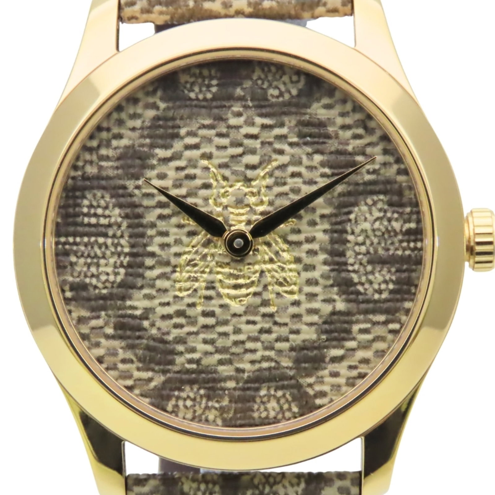 Gucci Wristwatch: Gucci Wristwatch Stainless steel case, beige dial, and classic design make this Gucci wristwatch a timeless accessory. With its 38mm diameter and adjustable strap to fit wrists from 14cm to 18cm, it's