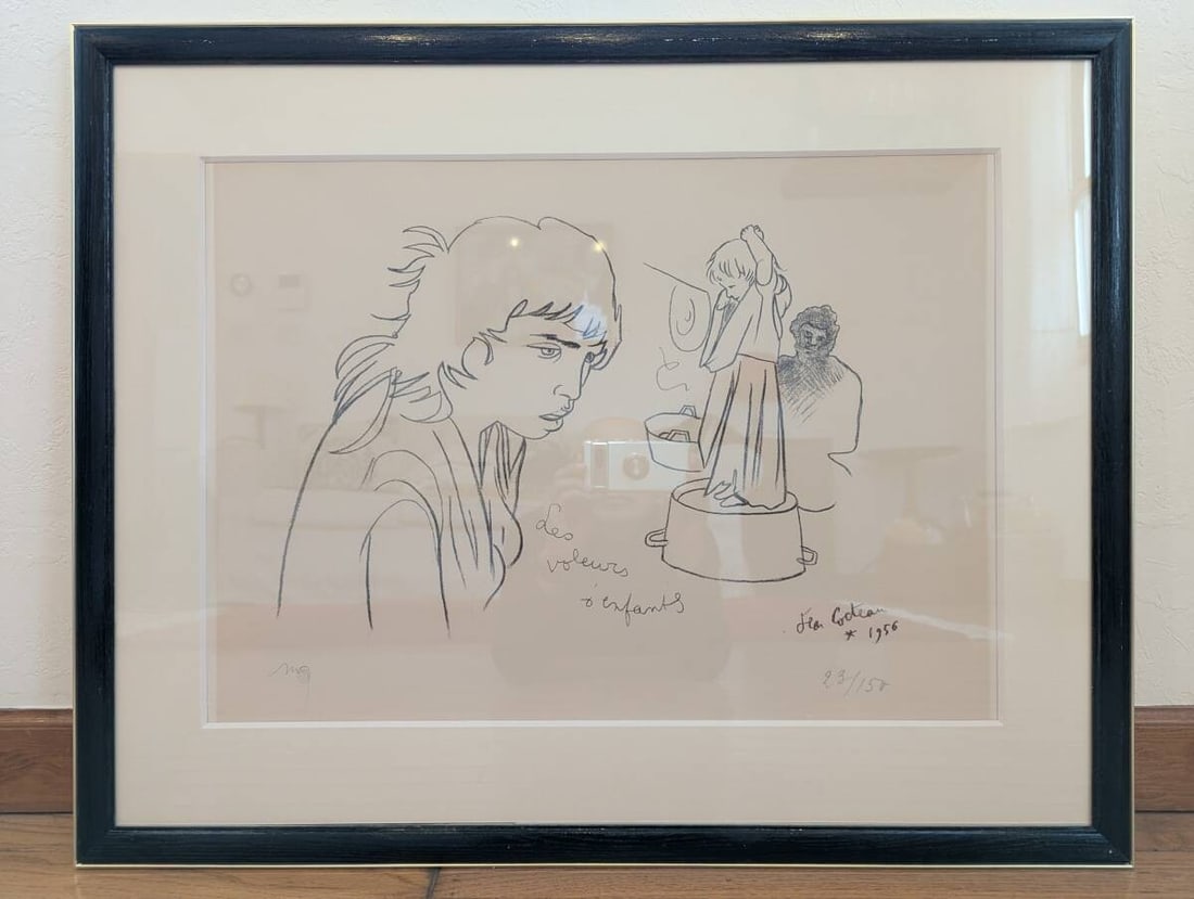 Jean Cocteau Lithograph Signed 1956 Les Voleurs dEnfants Mourlot Large (1 of 6)