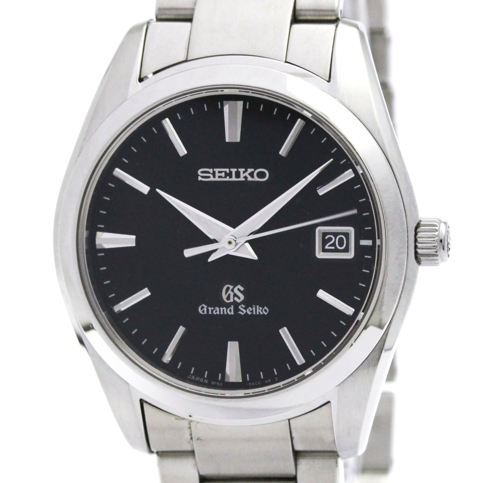 Wristwatch from Seiko: Wristwatch from Seiko Stainless steel case and band provide a sleek, modern look for formal occasions. This Seiko wristwatch boasts a black dial, measuring 36mm in diameter, with minor traces of