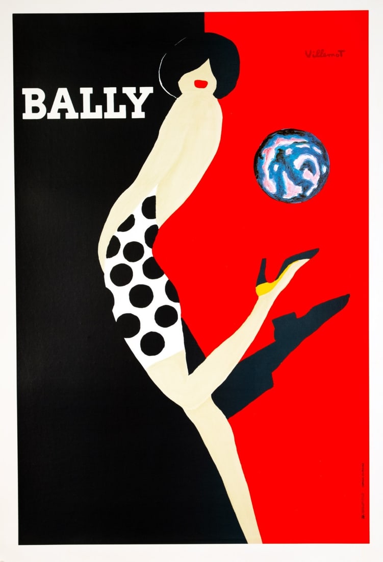Bernard Villemot Bally Kick Poster 1990S Printing Fashion Poster (1 of 3)