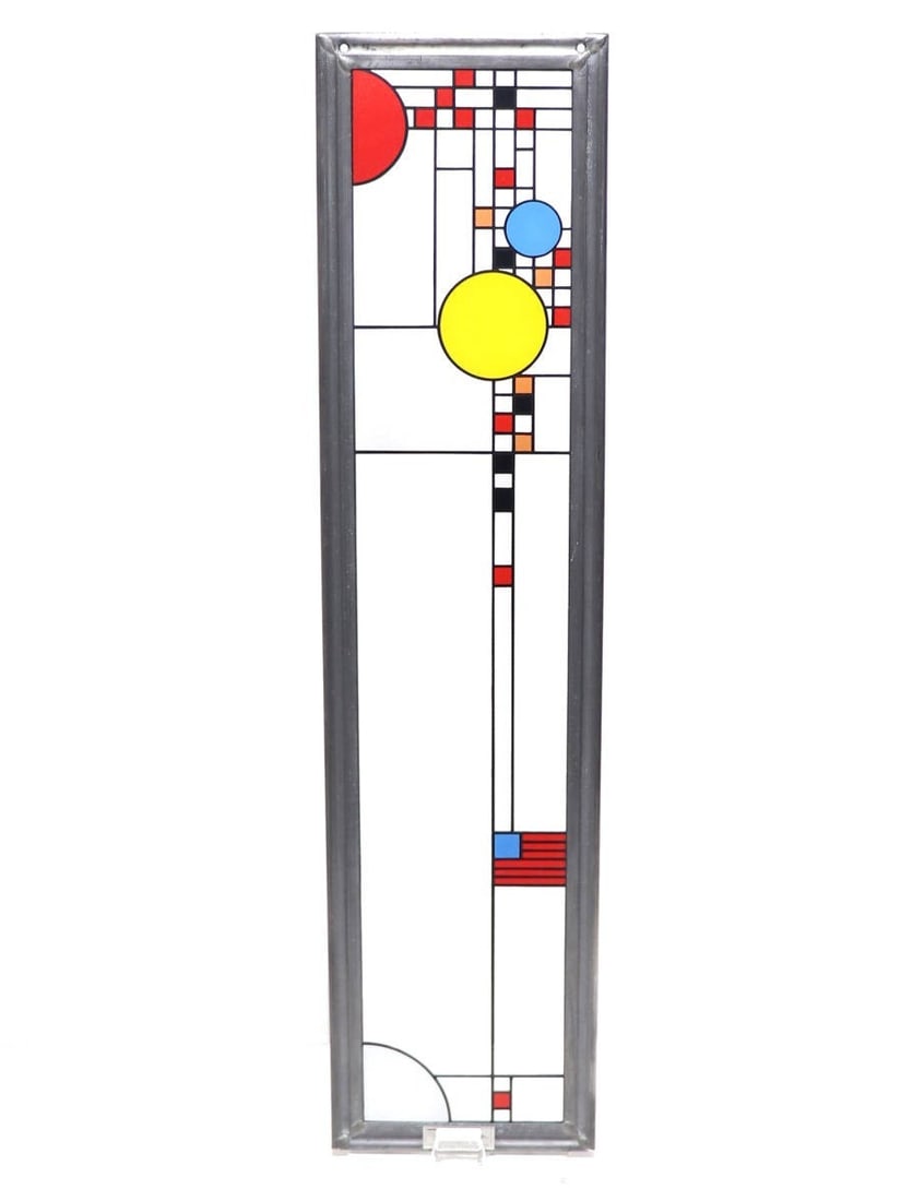 Frank Lloyd Wright Coonley Playhouse Parade Stained Glass Panel Vintage Interior (1 of 8)