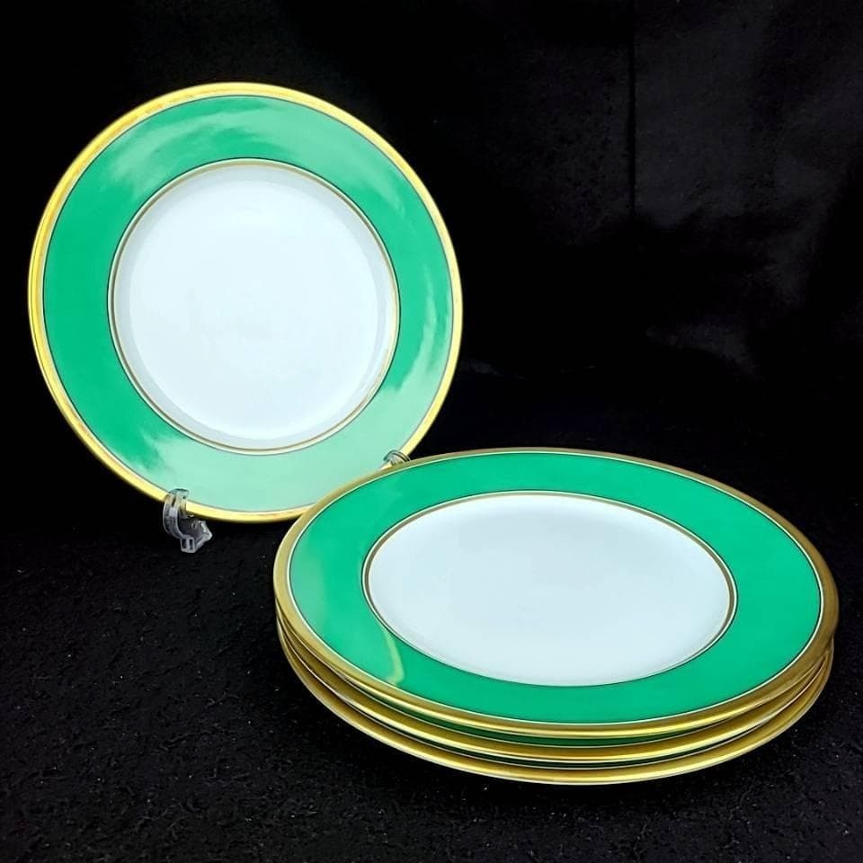 Richard Ginori CONTESSA Impero Green Gold Trim Dinner Plate 25cm 9.8in Set Of 4 (1 of 7)