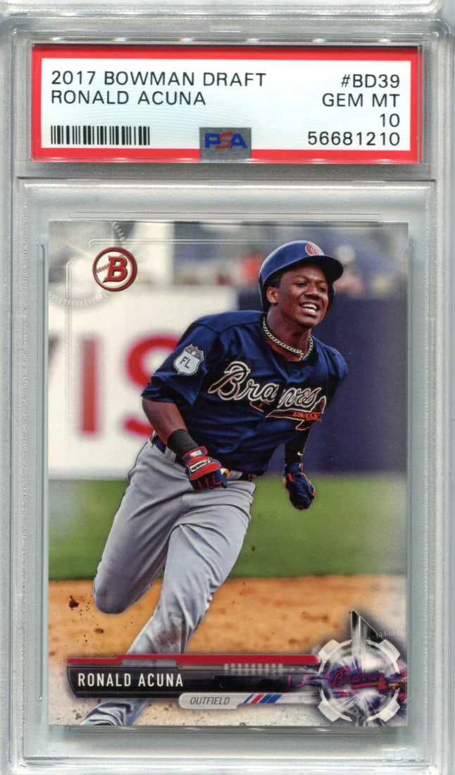 PSA GEM Card Ronald Acuna Jr 2017 Bowman Draft #BD39 (1 of 2)