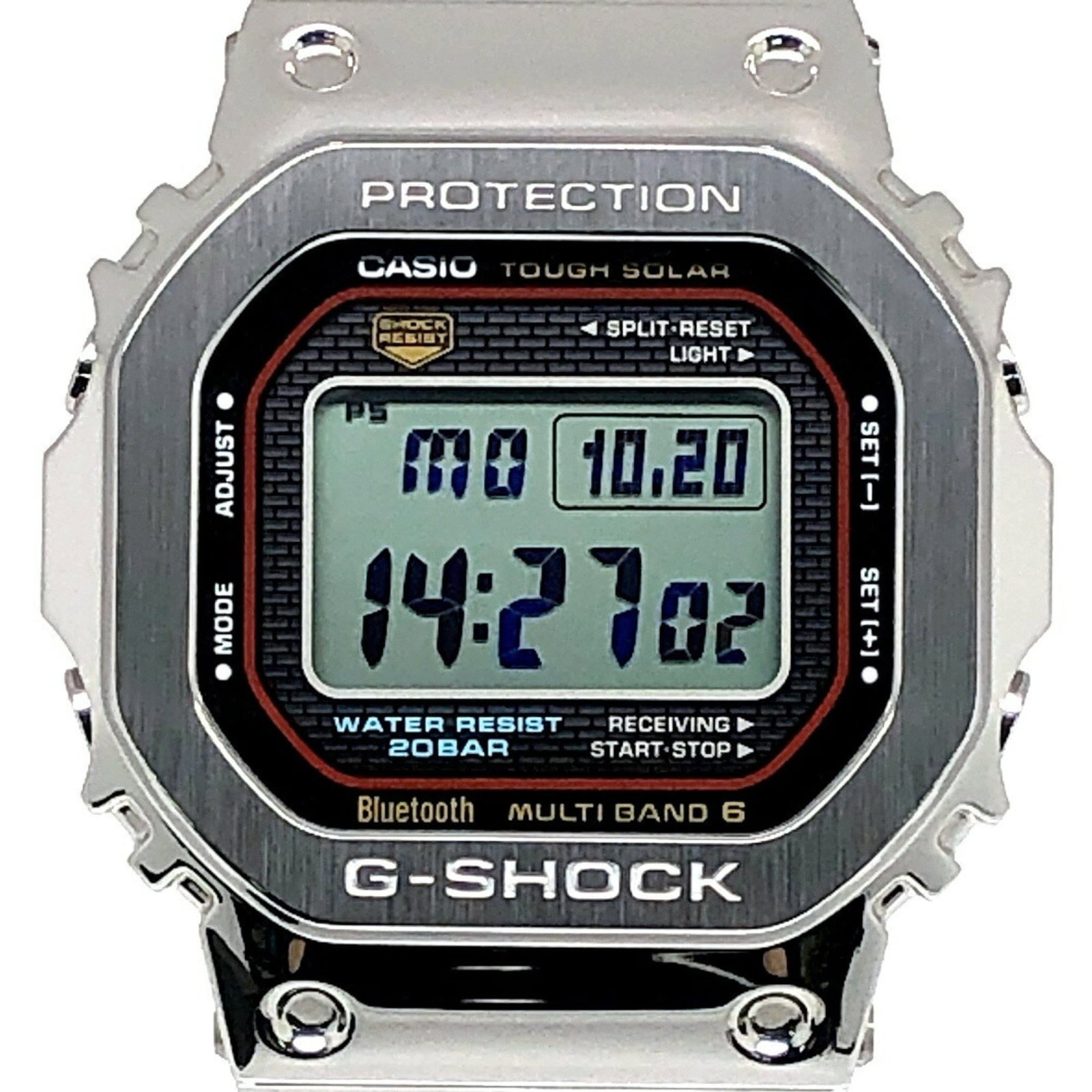Wristwatch from Casio: Wristwatch from Casio The Casio wristwatch boasts a silver dial and features a backlight, providing a convenient glow in the dark. With its 19cm / 7.48'' wrist size, it's designed to fit comfortably o