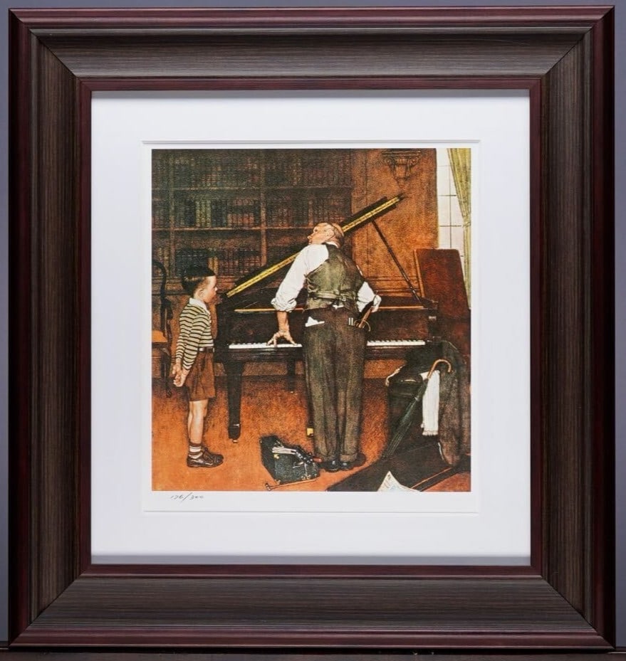 Diamond screening limited edition print piano tuner Norman Rockwell 176/ 300: Diamond screening limited edition print piano tuner Norman Rockwell 176/ 300 Signed by Jean-Pierre Cassigneul, this limited edition print of Norman Rockwell's iconic piano tuner features the artist's 