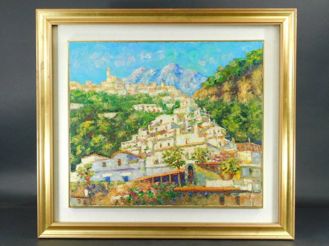 Oil on canvas original painting by claudio bonanni signed framed.: Oil on canvas original painting by claudio bonanni signed framed. Item Specifics: Signed By: BONANNI Claudio Signed: Yes Size: Medium Material: Canvas Framing: Framed Subject: Landscape Scorico a Posi