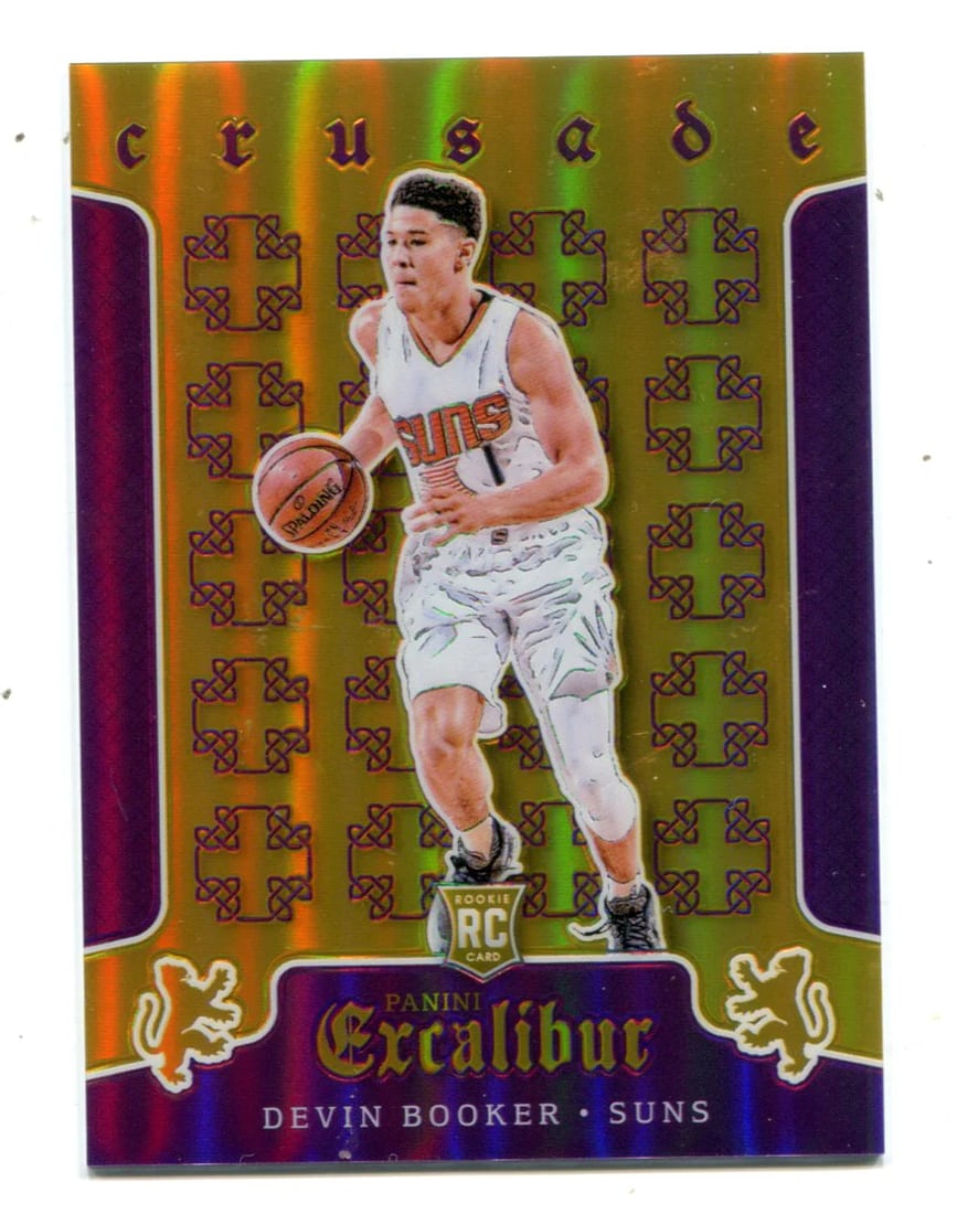 Devin Booker 2015 16 Panini Excalibur Card #11: Devin Booker 2015 16 Panini Excalibur Card #11 Card #11 from the 2015-16 Panini Excalibur set features Devin Booker, showcasing his impressive skills on the court. This card highlights an autograph an