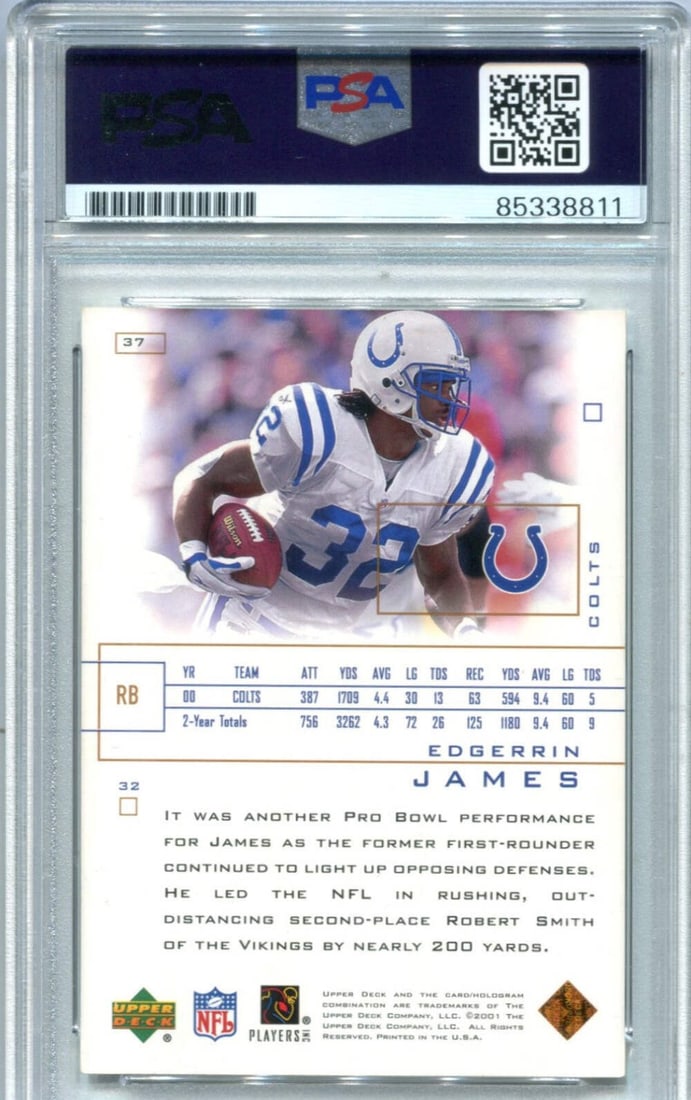 Pros prospects Edgerrin James 2001 Upper Deck auto auth - 2
