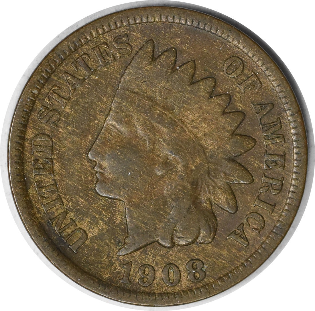 Uncertified 1908-S Indian Cent F: Uncertified 1908-S Indian Cent F The 1908-S Indian Cent F features an iconic design with the Native American head, surrounded by a wreath of oak and corn. Made from copper, this circulated coin was mi