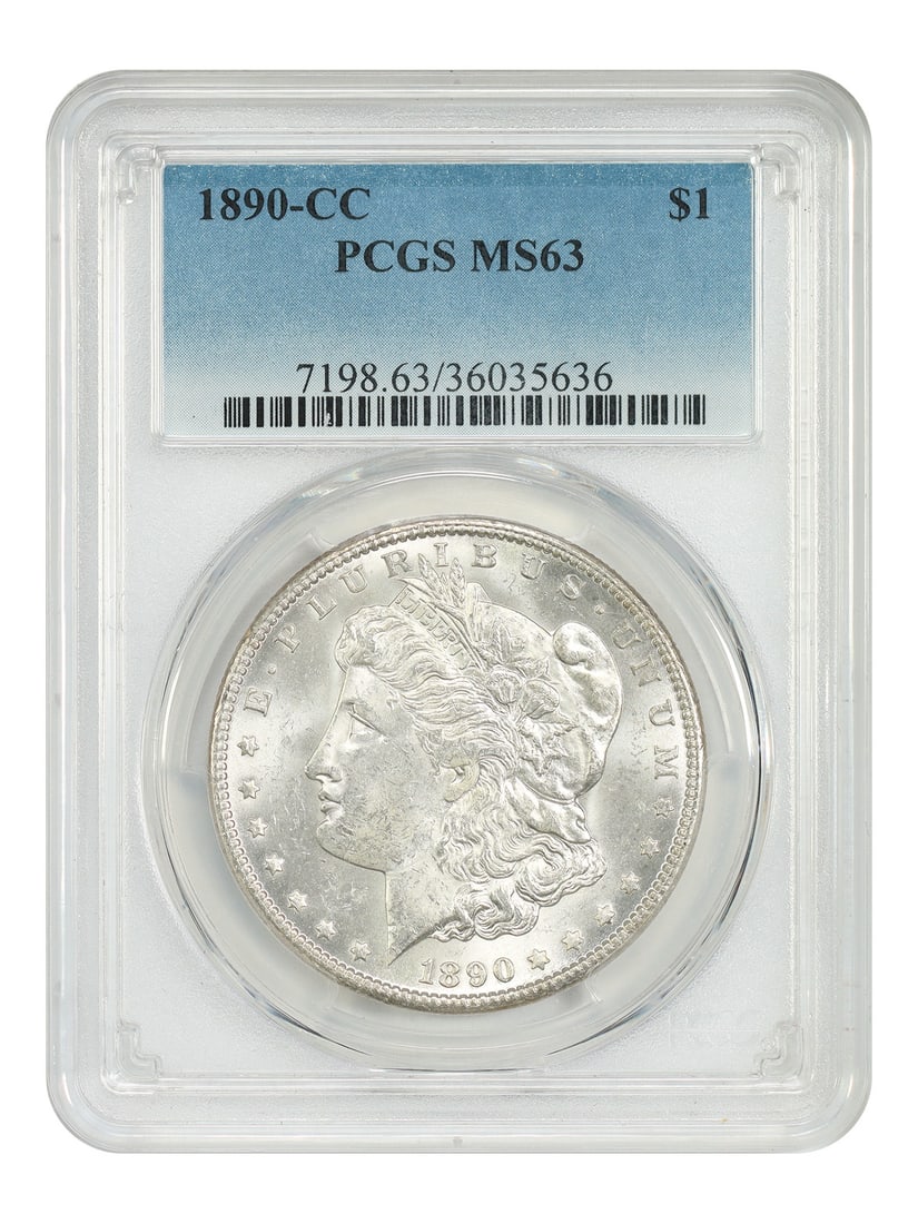 Scarce CC-Mint Morgan, 1890-CC, $1 PCGS MS63 Morgan Dollar: Scarce CC-Mint Morgan, 1890-CC, $1 PCGS MS63 Morgan Dollar The CC-Mint Morgan, 1890-CC, $1 PCGS MS63 Morgan Dollar is an extremely scarce and highly detailed example of the Carson City Mint's producti