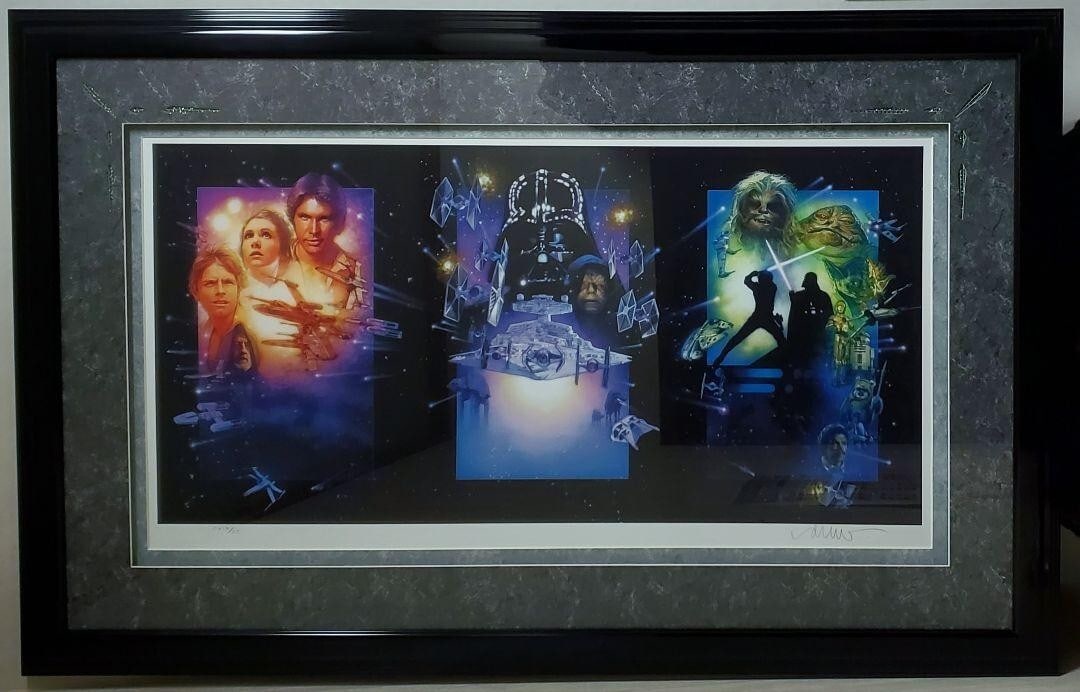 DREW STRUZAN "Star Wars Trilogy SP" Giclee Print Signed Framed Limited CXIX/ CC: DREW STRUZAN "Star Wars Trilogy SP" Giclee Print Signed Framed Limited CXIX/ CC DREW STRUZAN's unique vision brings the Star Wars Trilogy to life in this stunning Giclee print, featuring his signature